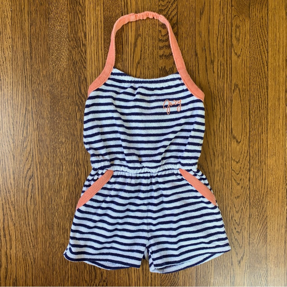 Juicy Couture 4T Navy and White Stripe Terry Romper